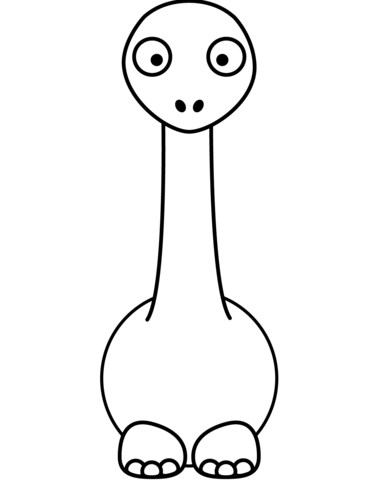 Cartoon Diplodocus Dinosaur Coloring Page